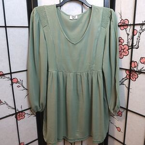 Made With Love Women's Sage Green V Neck Tunic Top Dress